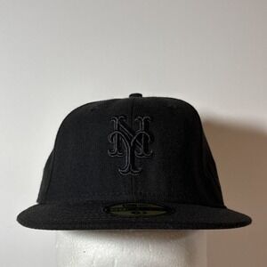 DeadStock New Era 59FIFTY New York Mets‎ All Black MLB Fitted Hat 6 7/8